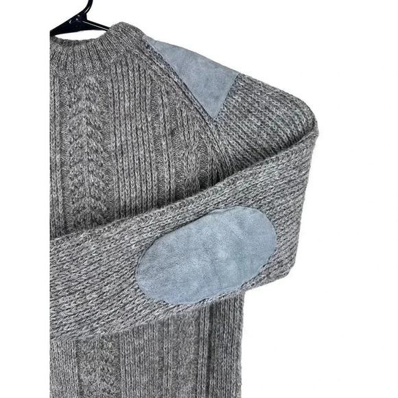 Vintage Knitted Sweater | Grey 100% British Wool | Men's Large | Elbow Patches - Picture 4 of 16